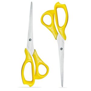 Scissors, 7" Scissors All Purpose, 2 Pack Scissors Heavy Duty, Scissors for Office Supplies and Teacher Supplies, Stainless Steel Scissors, Craft Scissors, Fabric Scissors, Yellow Color