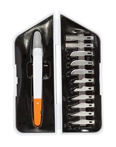 fiskars 165180-1001 easy change medium duty precision craft knife cutting and carving set, orange/white