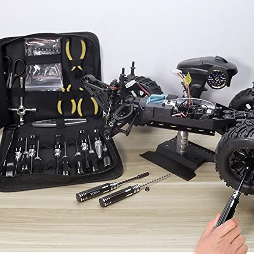RC Station RC Tool Kit 26in1 RC Car Tool Kit Multi RC Tools Screwdriver Pliers Set Flat, Phillips, Hex, RC Car Tool Set Box for RC Car Drone Airplane Boat Multirotors Quadcopter Helicopter