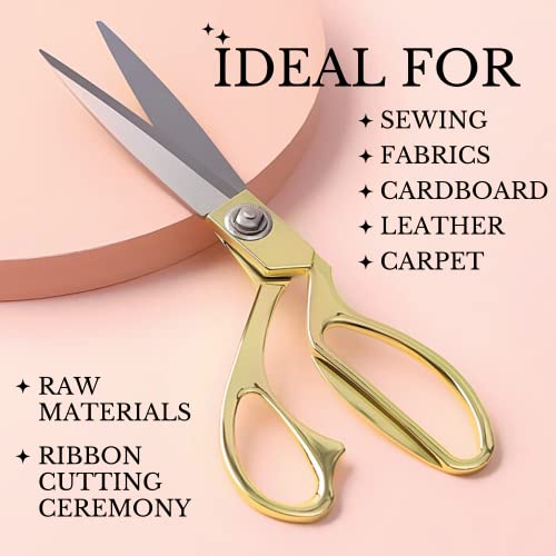 Stainless Steel Scissors Gold Scissor Professional Heavy Duty Sharp Scissors 10.5" Scissors All Purpose Fabric Scissors Professional Sharp Scissors Heavy Duty Craft Scissors Heavy Blades Scissors