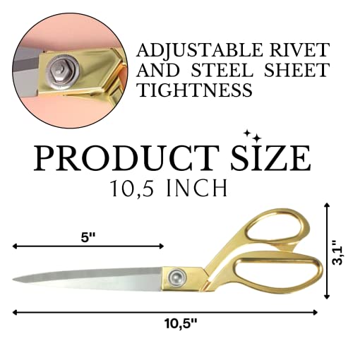 Stainless Steel Scissors Gold Scissor Professional Heavy Duty Sharp Scissors 10.5" Scissors All Purpose Fabric Scissors Professional Sharp Scissors Heavy Duty Craft Scissors Heavy Blades Scissors