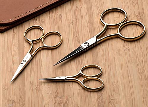 Kings County Tools Sewing and Embroidery Scissors Set of 3 | 2.75-Inch, 3.5-Inch and 4.5-Inch Lengths with Sharp Points | European Quality Forged Stainless Steel | Made in Italy