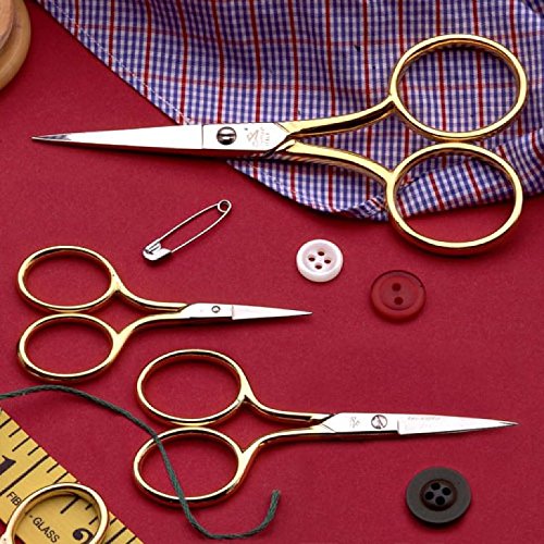 Kings County Tools Sewing and Embroidery Scissors Set of 3 | 2.75-Inch, 3.5-Inch and 4.5-Inch Lengths with Sharp Points | European Quality Forged Stainless Steel | Made in Italy