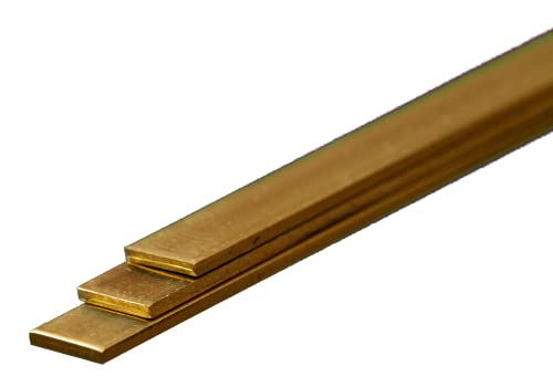 K&S 9843 Brass Strip, 1.0mm Thick x 6mm Wide x 300mm Long, 3 Pieces, Made in The USA