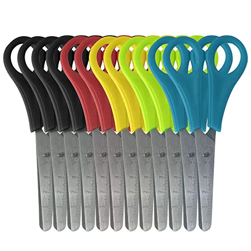 Kids Scissors Classroom Set 12 Pack of Scissors 5 Inch Blunt Tip Kids Safety, Bulk Pack of Scissors Perfect for School & Craft Projects (12 Pack)