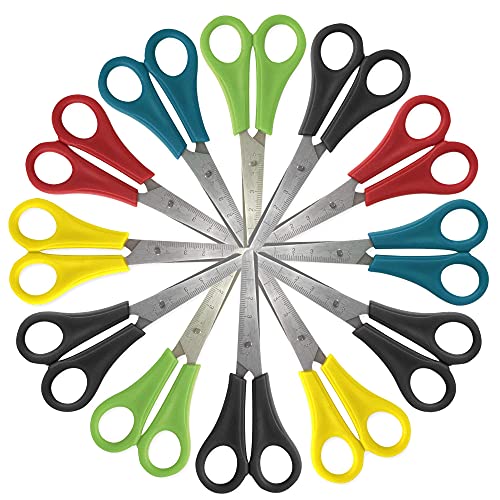 Kids Scissors Classroom Set 12 Pack of Scissors 5 Inch Blunt Tip Kids Safety, Bulk Pack of Scissors Perfect for School & Craft Projects (12 Pack)