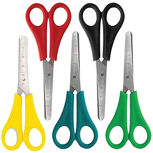 Kids Scissors Classroom Set 12 Pack of Scissors 5 Inch Blunt Tip Kids Safety, Bulk Pack of Scissors Perfect for School & Craft Projects (12 Pack)