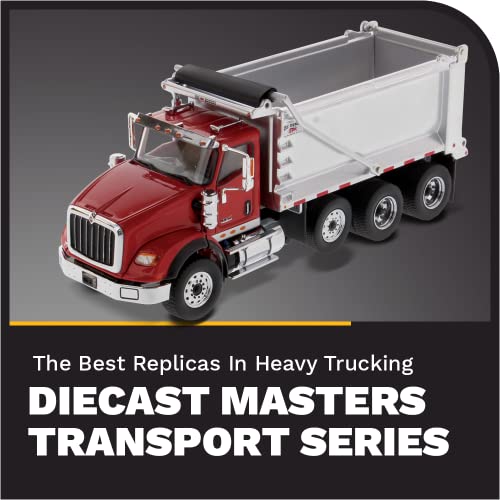 Diecast Masters International HX620 Tandem Dump Truck with Pusher Axle + Ox Bodies Stampede Dump Cab | 1:50 Scale Model Semi Trucks | Red Diecast Model by Diecast Masters 71076