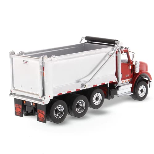 Diecast Masters International HX620 Tandem Dump Truck with Pusher Axle + Ox Bodies Stampede Dump Cab | 1:50 Scale Model Semi Trucks | Red Diecast Model by Diecast Masters 71076