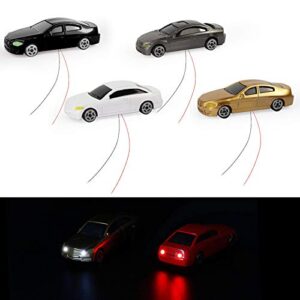 EC100 12PCS 1:87 HO Scale Model Lighted Car with 12V LED Head and Rear Lights Layout