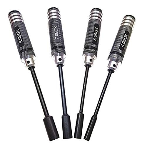 ShareGoo 4PCS Hex Nut Key Socket,RC Repair Tools 4.0 5.5 7.0 8.0mm Spanner Box,Flat Head Screwdrivers Screw Drivers Wrench for RC Hobby Car Truck Truggy Boat Airplane