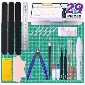 swpeet 29pcs compatible for gundam modeler basic tools with duty plastic container, professional kit replacement for gundam model tools building beginner hobby model assemble building