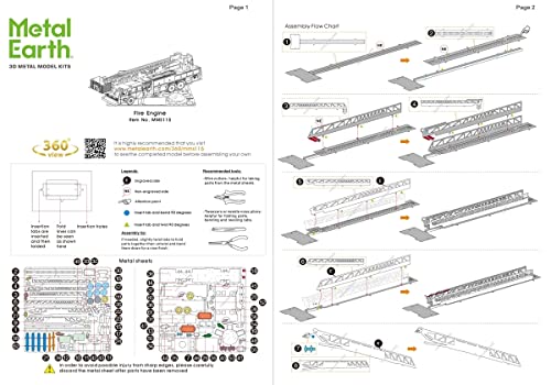 Metal Earth Fire Engine 3D Metal Model Kit Bundle with Tweezers Fascinations