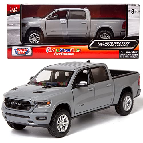 All Star Toys Exclusive 2019 Dodge RAM 1500 Laramie Crew Cab Pickup Truck Ceramic Gray 1:24 Series Diecast Model Car by Motormax 79357 Grey