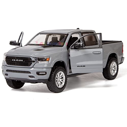 All Star Toys Exclusive 2019 Dodge RAM 1500 Laramie Crew Cab Pickup Truck Ceramic Gray 1:24 Series Diecast Model Car by Motormax 79357 Grey