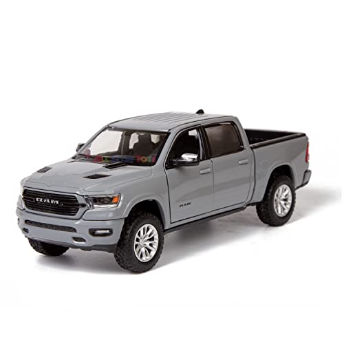 All Star Toys Exclusive 2019 Dodge RAM 1500 Laramie Crew Cab Pickup Truck Ceramic Gray 1:24 Series Diecast Model Car by Motormax 79357 Grey