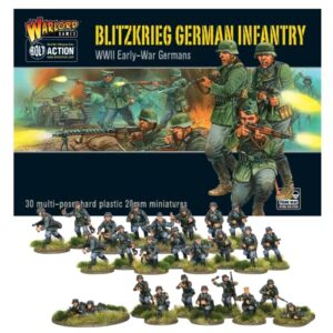 wargames delivered bolt action miniatures – blitzkrieg german infantry set, world war two miniatures, 28mm scale army men for miniature wargaming by warlord games