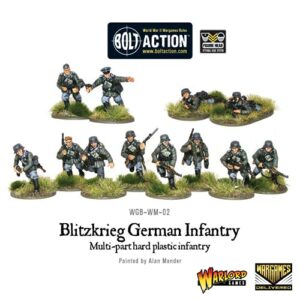 Wargames Delivered Bolt Action Miniatures - Blitzkrieg German Infantry Set, World War Two Miniatures, 28mm Scale Army Men for Miniature Wargaming by Warlord Games