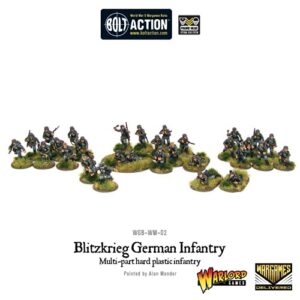 Wargames Delivered Bolt Action Miniatures - Blitzkrieg German Infantry Set, World War Two Miniatures, 28mm Scale Army Men for Miniature Wargaming by Warlord Games