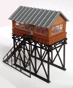 outland models train railway layout station overhead signal box / tower z scale