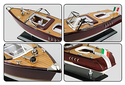 SAILINGSTORY Wooden Model Boat Riva Aquarama Speedboat 1/20 Scale Replica Runabout Boat Model Decoration