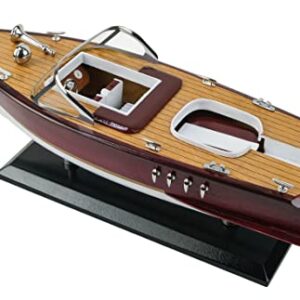 SAILINGSTORY Wooden Model Boat Riva Aquarama Speedboat 1/20 Scale Replica Runabout Boat Model Decoration