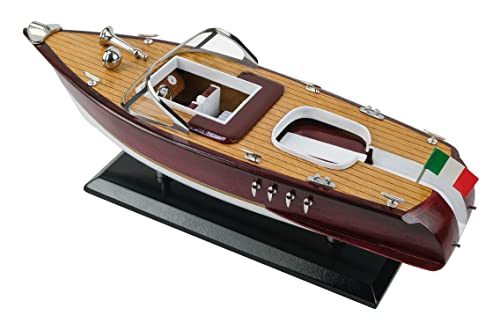 SAILINGSTORY Wooden Model Boat Riva Aquarama Speedboat 1/20 Scale Replica Runabout Boat Model Decoration