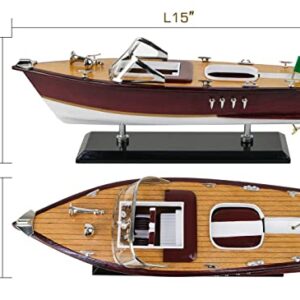 SAILINGSTORY Wooden Model Boat Riva Aquarama Speedboat 1/20 Scale Replica Runabout Boat Model Decoration