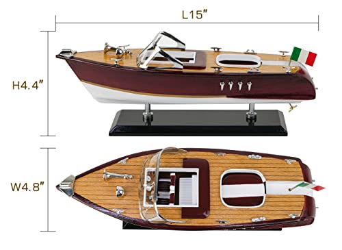 SAILINGSTORY Wooden Model Boat Riva Aquarama Speedboat 1/20 Scale Replica Runabout Boat Model Decoration