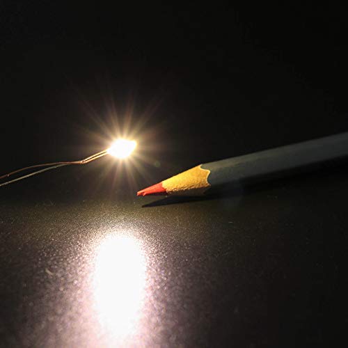 Evemodel 30pcs Pre-soldered Micro Litz Wire Warm White 0603 SMD LED Light 7.8'' Wire Resin Cover Waterproof CD0603WM