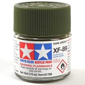 tamiya america, inc acrylic mini xf-89 dark green 10ml bottle (2), tam81789