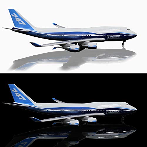 24-Hours 18” 1:130 Model Jet Airplane B747 Model Plane Aircraft Model Diecast Airplane for Adults with LED Light(Touch or Sound Control) for Decoration or Gift