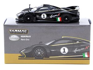 pagani huayra r #1 nero oro black global64 series 1/64 diecast model car by tarmac works t64g-tl035-bk