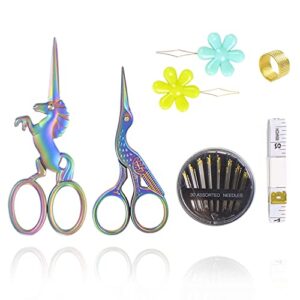 bihrtc embroidery thread scissors sewing thimble needles kit sharp sewing scissors small craft scissor for crafting art work threading needlework with tape measure