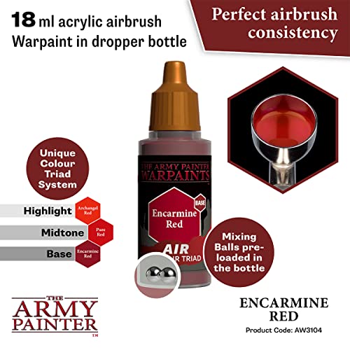 The Army Painter Warpaints Air - Non-Toxic Water Based Airbrush Paint – Acrylic Paint and Primer for Tabletop Roleplaying, Boardgames, and Wargames Miniature Model Painting (Encarmine Red)