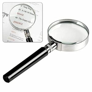 10x handheld magnifier magnifying glass handle low vision aid high magnification for reading, senior, map, inspection, handcraft hobby (50mm)