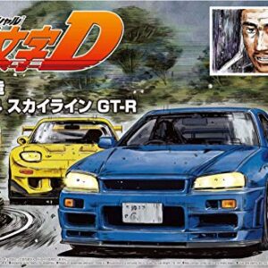 Aoshima 1/24 Scale Initial D Kozo Hoshino Bnr34 Skyline GT-R- Plastic Car Model Building Kit # 57339