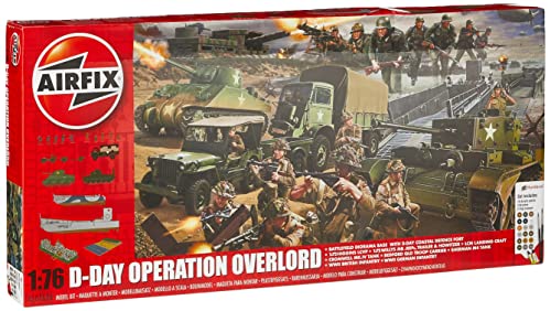 Airfix D-Day Operation Overlord 1:76 WWII Military Diorarama Plastic Model Kit Set A50162A, Multicolor