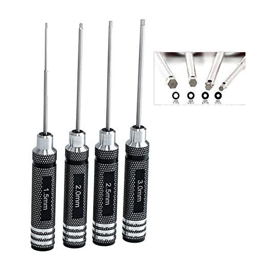 VOKOLA Drone Tool Kit -4Pcs RC Hex Driver Set –1.5mm Allen Wrench 2mm 2.5mm 3mm Aluminum Handle Steel Hexagon Screwdriver for traxxas RC Car Truck FPV Helicopter