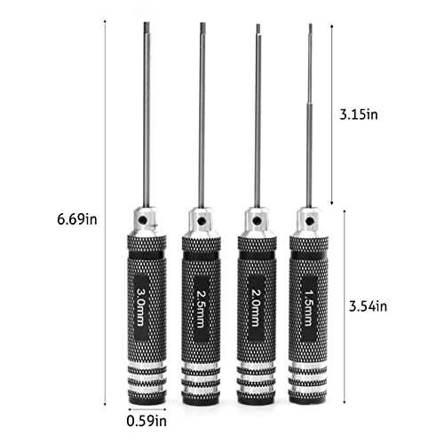 VOKOLA Drone Tool Kit -4Pcs RC Hex Driver Set –1.5mm Allen Wrench 2mm 2.5mm 3mm Aluminum Handle Steel Hexagon Screwdriver for traxxas RC Car Truck FPV Helicopter