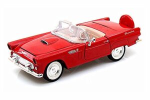 1956 ford thunderbird convertible, red – motormax 73215 – 1/24 scale diecast model toy car