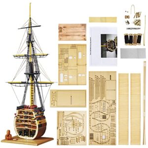 GAWEGM Wooden Ship Model - Scale 1/200 HMS Victory Boat Model Section Kits with Brass Upgrade Accessories