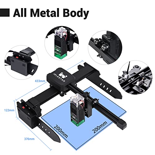 20W Portable Laser Cutter Engraver Machine, Mini Laser Engraving Cutting Machine IKLESTAR T2, 5W Optical Power DIY Laser Engraver for Wood Metal, 0.01mm Accuracy, 7.9'' x 7.9'' Woring Area