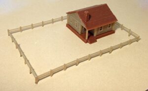 outland models train railway layout country cottage house with fencings n scale
