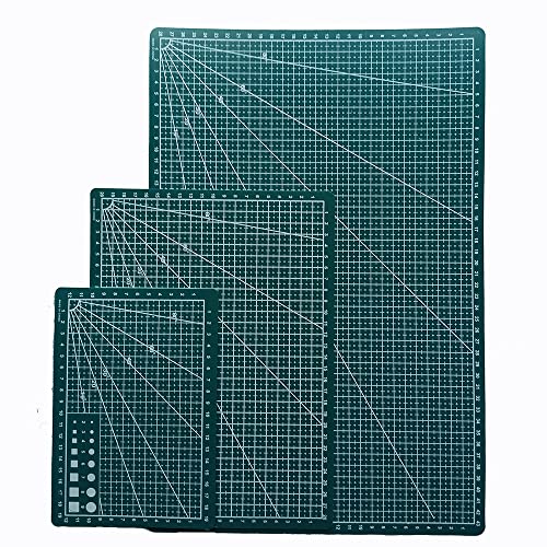 3pk Cutting Mat Blue Craft Mats Sewing Quilting Fabric Officematics Cutting Mats (A3 + A4 + A5) for Crafters Hobbyists and Artists (6pk)