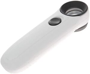 handheld 40x high power hand held magnifier magnifying glass with 2-led light (white with black)