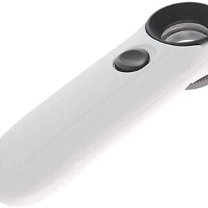 Handheld 40x High Power Hand Held Magnifier Magnifying Glass with 2-LED Light (White with Black)