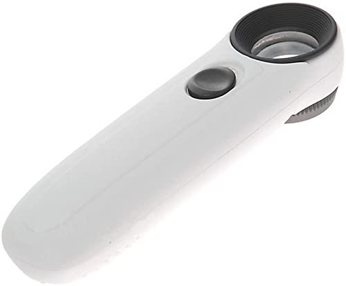 Handheld 40x High Power Hand Held Magnifier Magnifying Glass with 2-LED Light (White with Black)