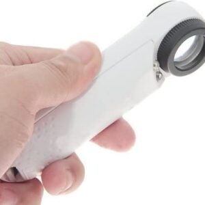 Handheld 40x High Power Hand Held Magnifier Magnifying Glass with 2-LED Light (White with Black)