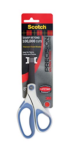 Scotch 8" Precision Ultra Edge Titanium Scissors, Ideal for Fabric, Crafts, and Photos (1458TU-MIX)